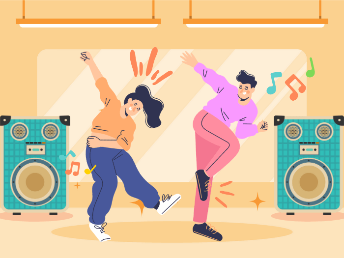 音楽に合わせて自由に踊るヒップホップダンス