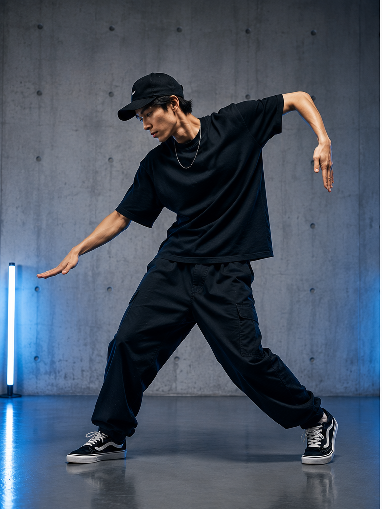 ポップダンスの代表的な技を踊る男性